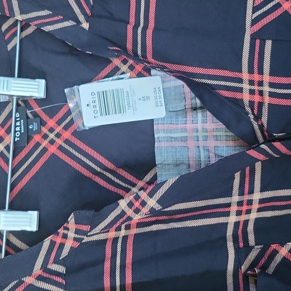 Torrid black plaid with red and tan - Picture 4 of 8